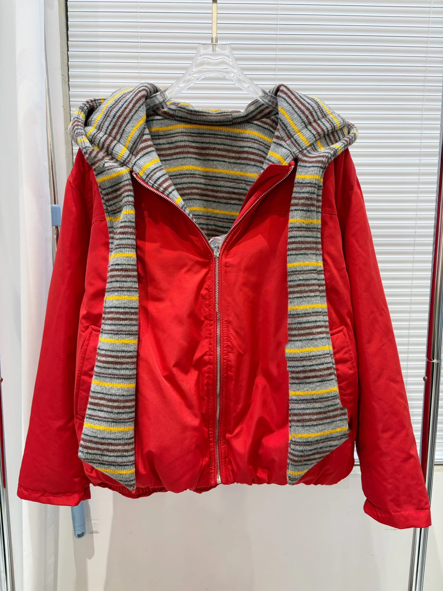 Winter Short White Duck Down Outwear Women Fashion Double Use Grid Hooded Down Jacket Female Loose Warm Thick Zipper Down Jacket