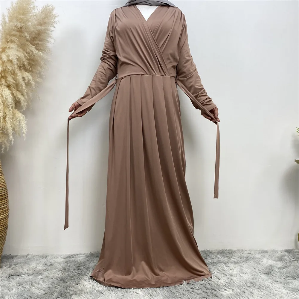 Modesto abayas para mulheres muçulmano 2024 ramadan com cinto maxi vestido islâmico eid roupas árabe robe dubai turquia kaftan jalabiya vestido