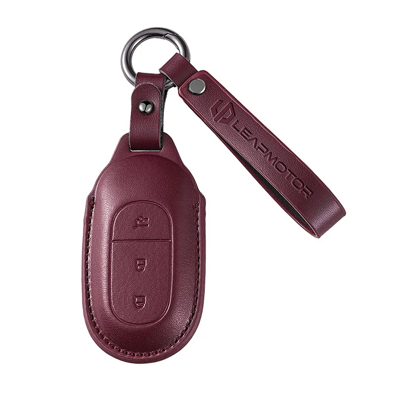 حافظة مفاتيح السيارة مناسبة لـ LEAPMOTOR T03 C10 C16 B10 غطاء حماية لمفتاح السيارة من الجلد عالي الجودة #5
