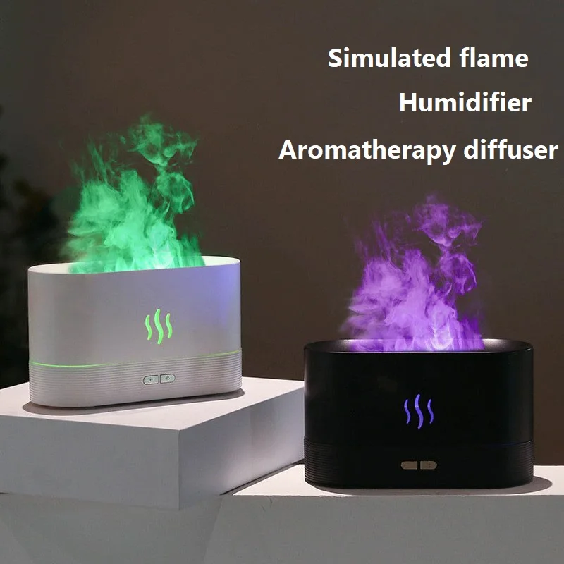 

Ультразвуковой увлажнитель воздуха с аромадиффузором и прохладным туманом, светодиодная лампа для тумана с эфирным маслом - увлажняющий диффузор с пламенным дизайном