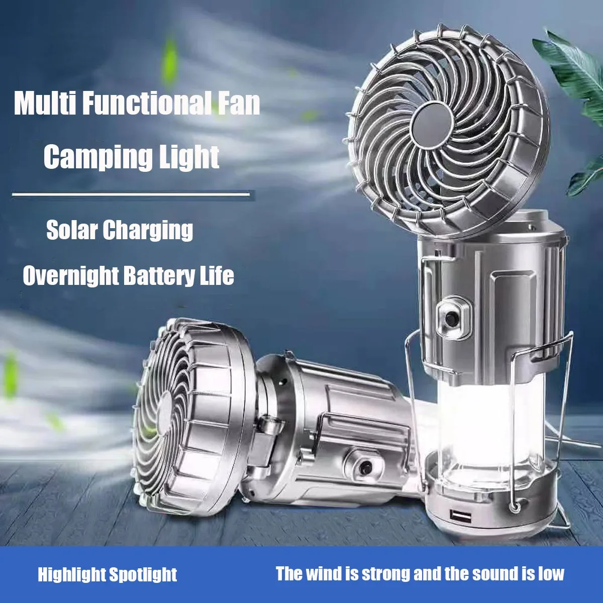 Multi-function Solar Powered Lamp Portable Hand Pulled Horse Light Powerful Fan USB Phone Power Bank for Outdoor Camping Lightin