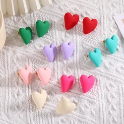 Trend Soft Heart Red White Yellow Clip on Earrings Love Statement Big Bohemia Vintage Acrylic Non Pierced Ear Clips Jewelry Gift