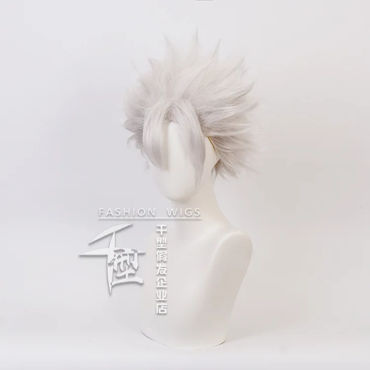 Shinazugawa Sanemi Cosplay Wig Sliver Short Hair For Man Woman Japanese Anime Dress Up Wig Party Performance Costume Accessories