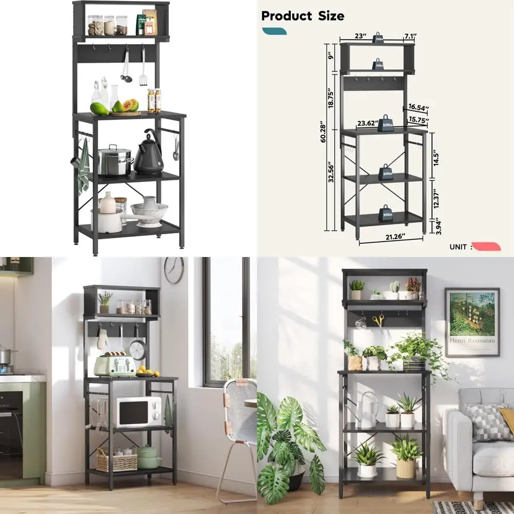 

Подставка для микроволновой печи с кухонной полкой и ящиком, 8 крючков для кофейной станции, решение для хранения утилит