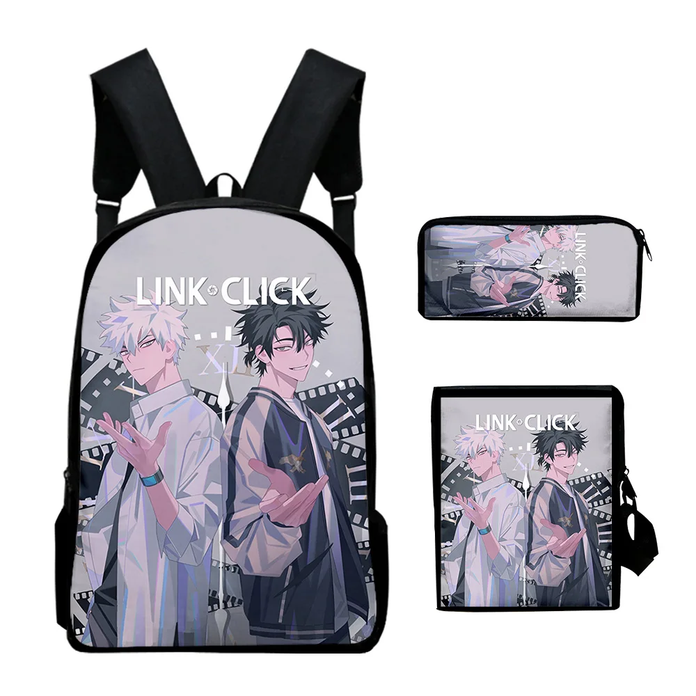 Classic Fashion Link Click Anime 3D Print 3pcs/Set pupil School Bags Laptop Daypack Backpack Inclined shoulder bag Pencil Case