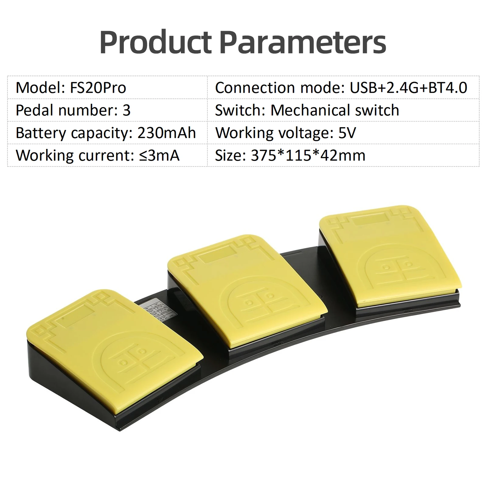 Foot  FS20Pro Triple Foot  Multifunctional Customized Foot Pedal USB+2.4G+BT Three-mode Connection Mechanical