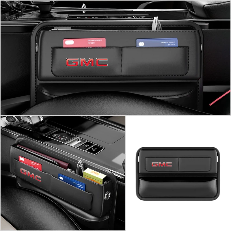 Car Seat Gap Storage Box Leather Crevice Side Pocket Wallet For GMC Savana Graphyte Yukon Envoy Granite Hummer Ev Terrain Jimmy