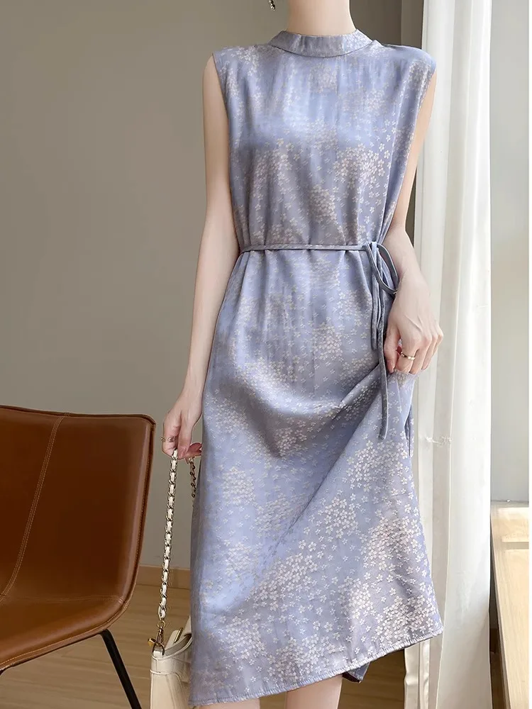 Verão novo sle feminino acetato de seda cetim drapeado neline dr scvel cintura alta a linha midi dr simples commute sle