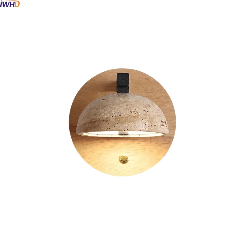 

IWHD Yellow Travertine LED Wall Light Fixture Indoor Interior For Home Vintage Industrial Decor Bedroom Bedside Lamp Wandlamp