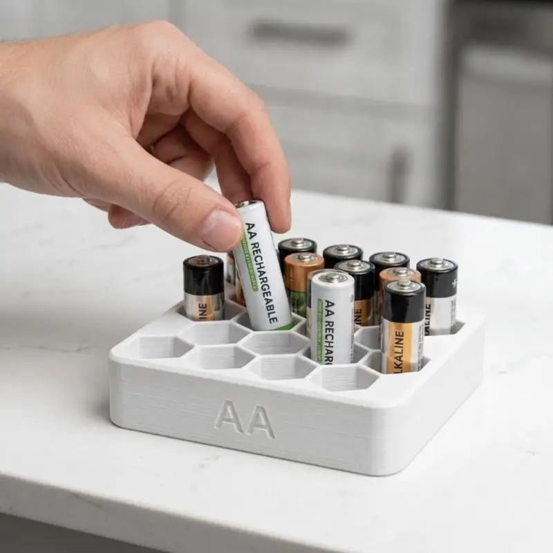 27 Slots AA AAA Battery Storage Organizer Easy Access Honeycomb Design Dustproof Portable Case for Home Use