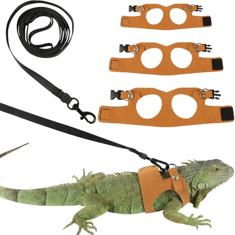Adjustable Lizard Harness With 2M Leash - 3Pcs Set For Reptiles