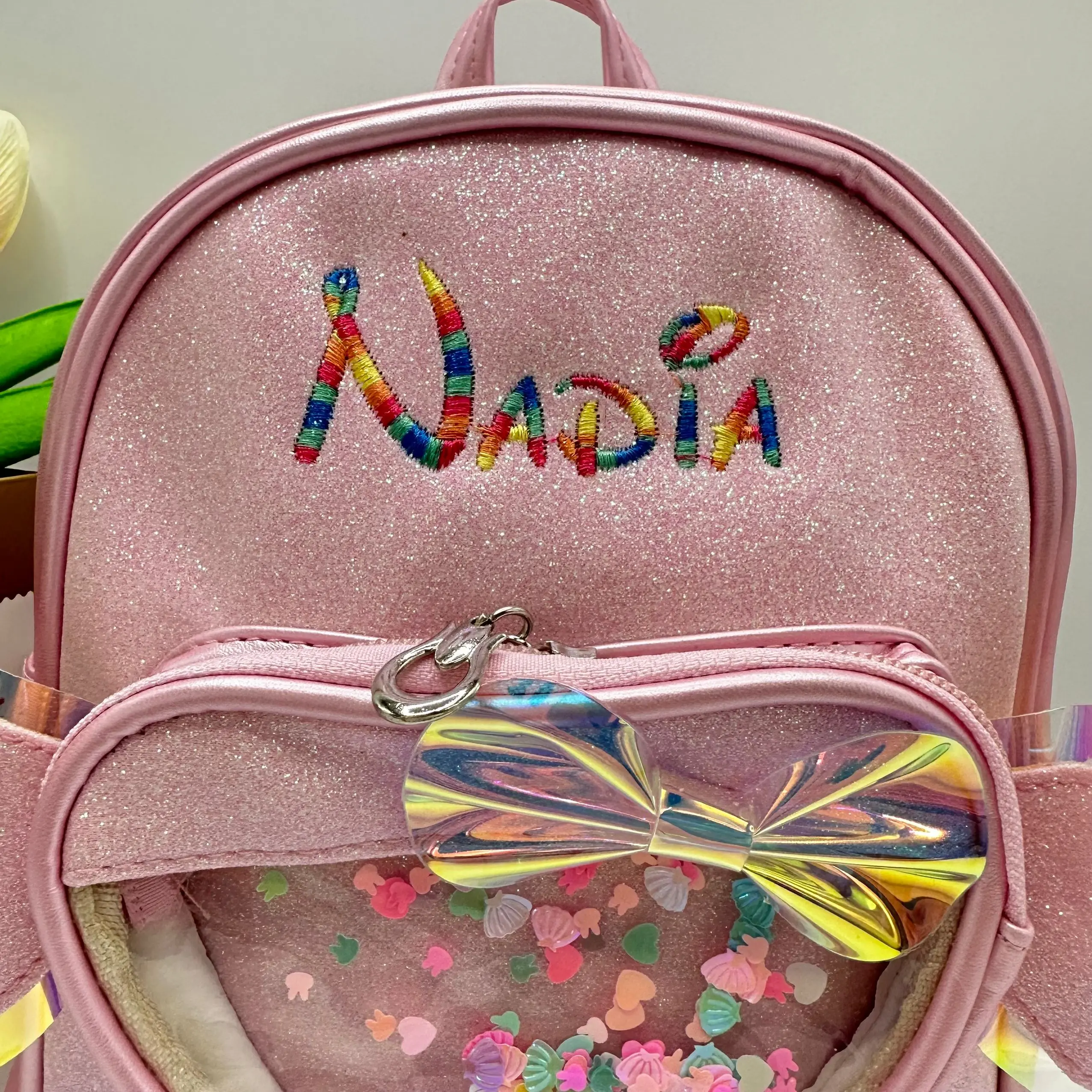 Personalized Kindergarten Backpack Embroidered Colorful Thread Children\'s Candy Backpack Cute Girl Love Wings