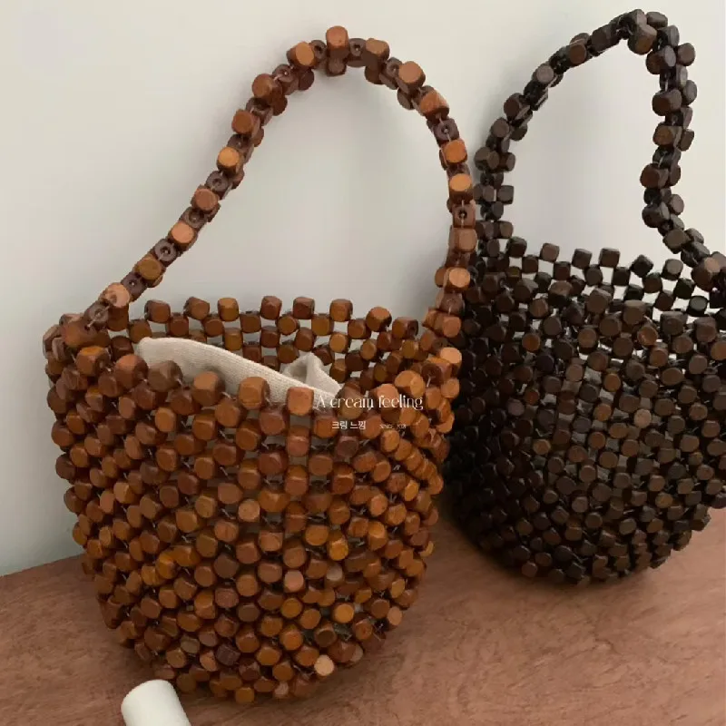 

French Retro Shoulder Bag Summer Light Luxury Handmade Beaded Bag Fashionable Commuting Versatile Women Woven Bag