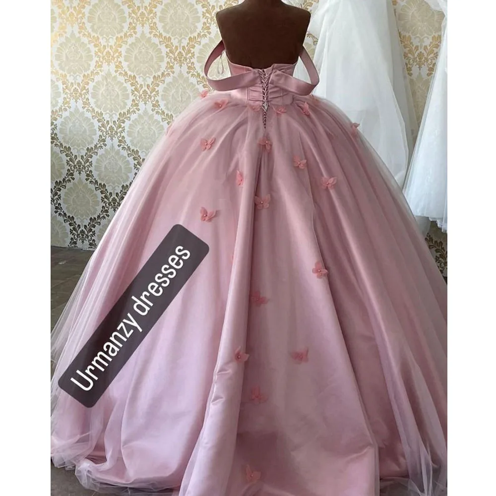 Vestidos de quinceañera con escote Corazón de princesa, vestido de fiesta de cumpleaños Rosa 15, vestido de desfile, tul, encaje, cuentas de cristal, apliques, vestido de graduación 2023