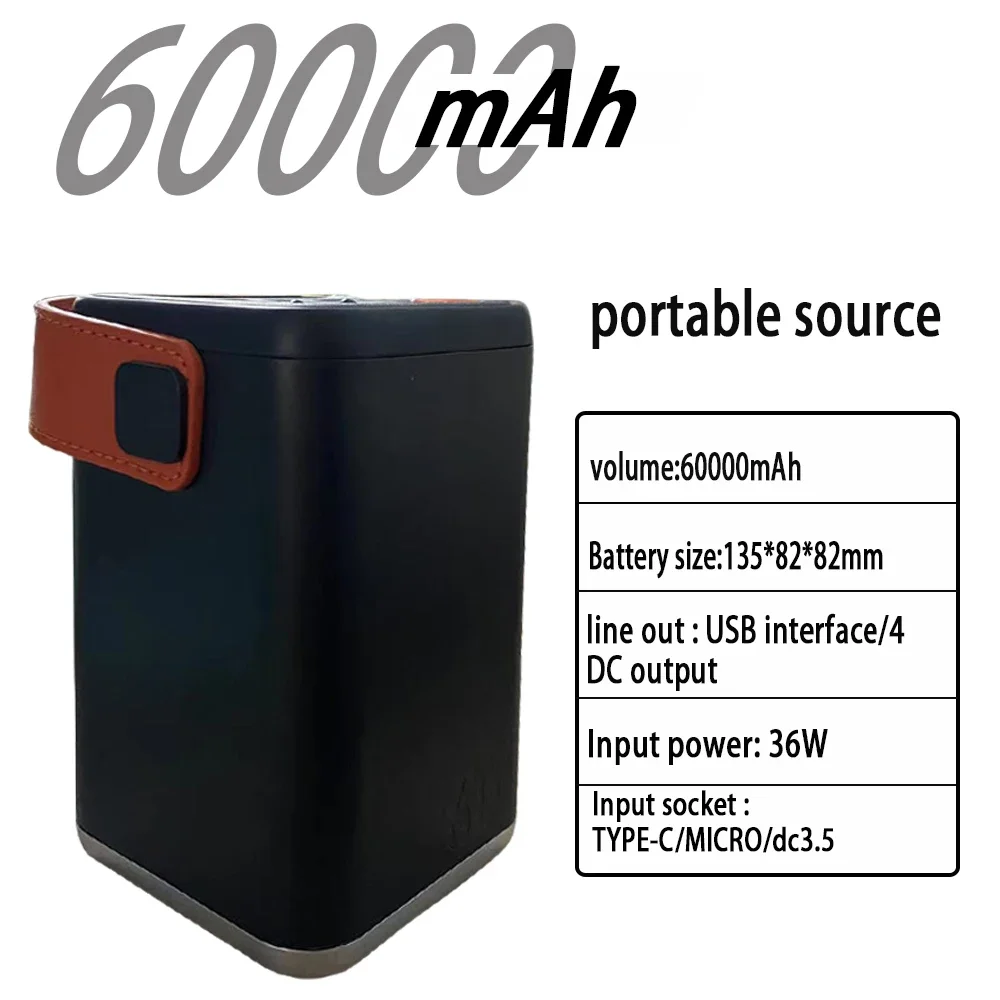 

60Ah Power Bank with Digital Display Outdoor Camping Power Bank Large Capacity 18WPD Fast Charging Energy Storage Power Bank