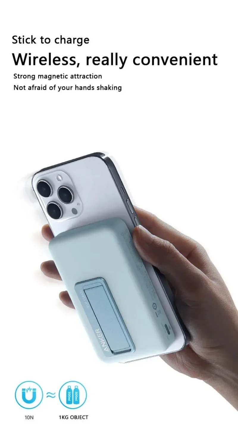 Imagem -06 - Anker-banco de Energia sem Fio Bateria Externa Carregamento Rápido Portátil Suporte Dobrável Usb Iphone 14 13 Pro 633 Maggo 10000mah