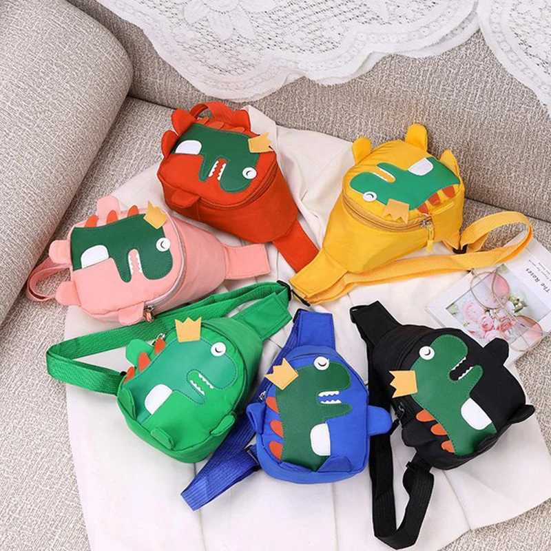 Children Fashion Cartoon Dinosaur Pattern Mini Chest Bags For Baby Boys Gilrls Cute Outdoor Coin Purse Kids Gift