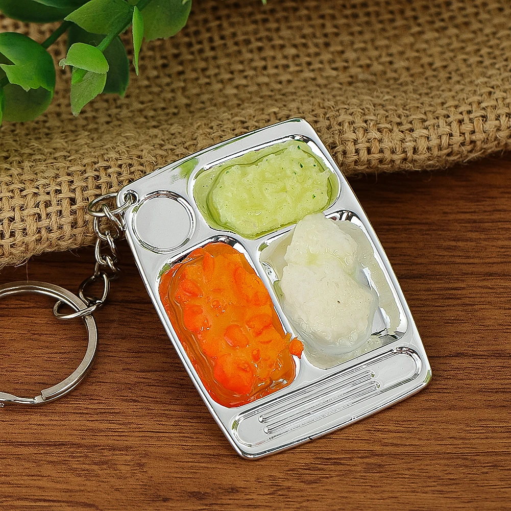 Simulation Fast Food Box Keychain PVC Food Model Dollhouse Miniature Scene Decor Car Key Ring Backpack Charm Fun Jewelry Gift