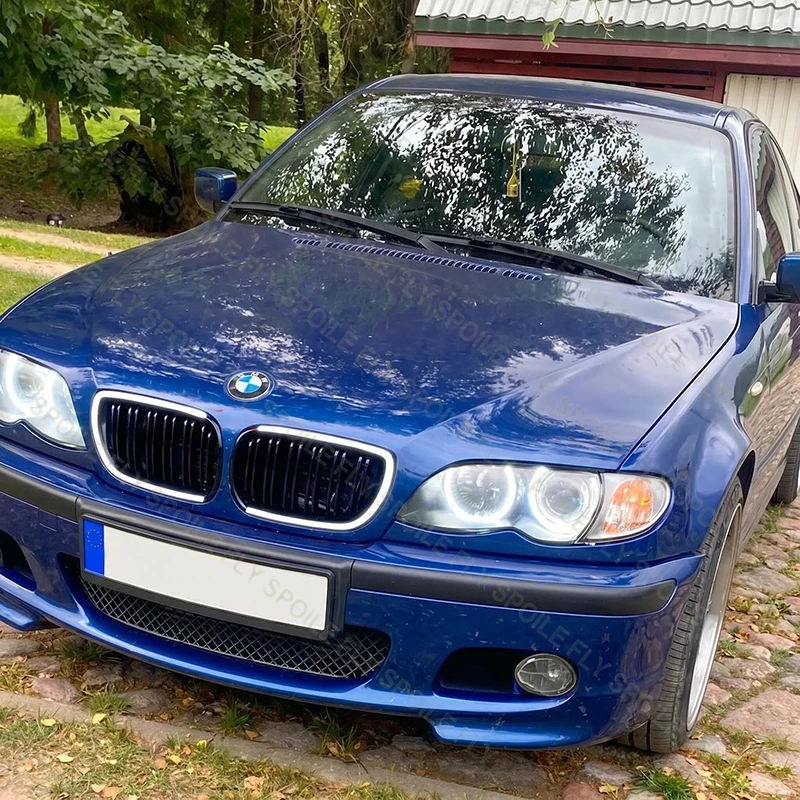 1998 To 2001 & 2002 To 2005 For BMW 3 Series E46 Coupe 4 Door M3 M Sport Double Line Style  LED Light Grille Racing Grills Grid