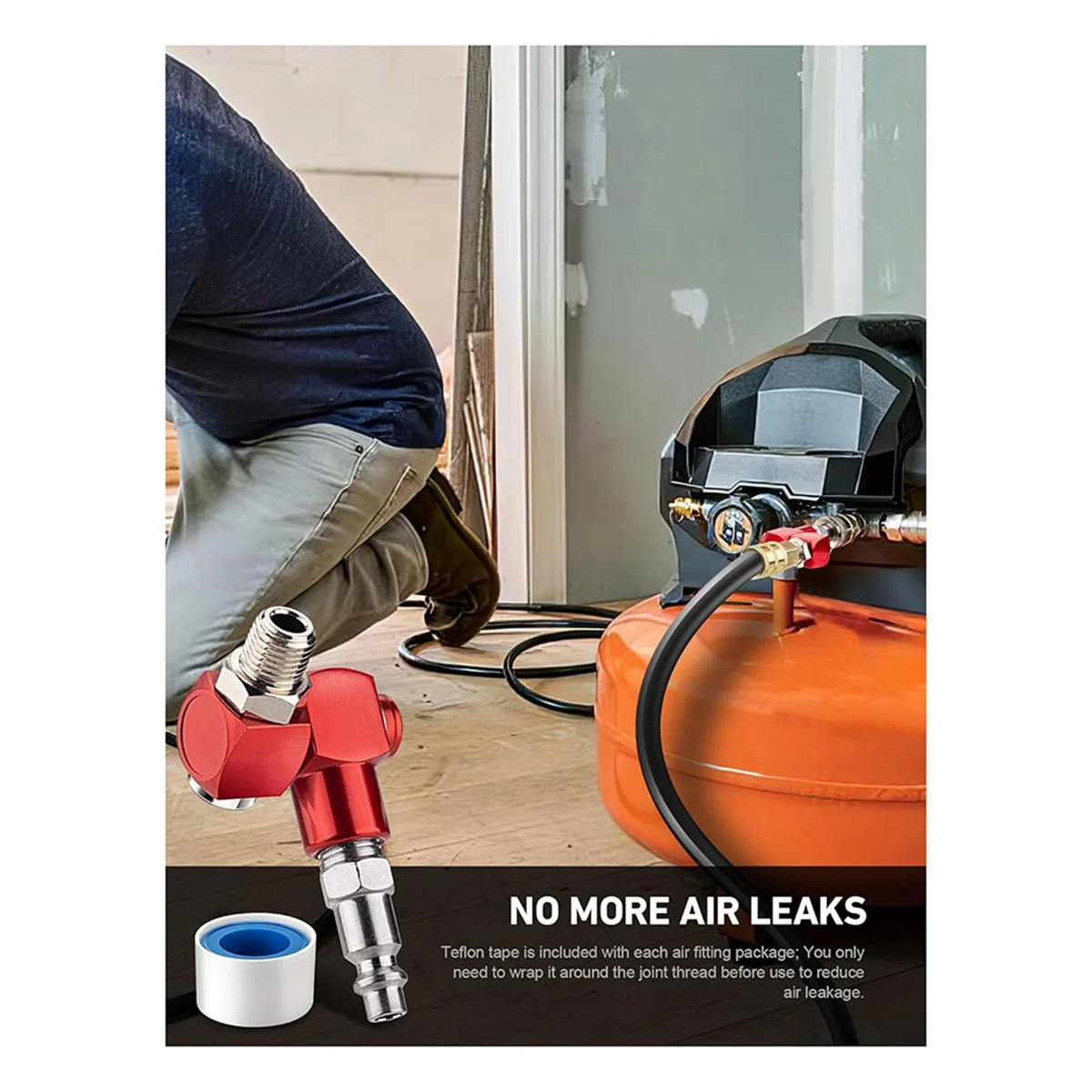 ABJZ 2-Packs 1/4 بوصة NPT تركيبات خرطوم هواء دوار 360 درجة، موصل خرطوم هواء بدون تسرب مع توصيل سريع MNPT 1/4 بوصة