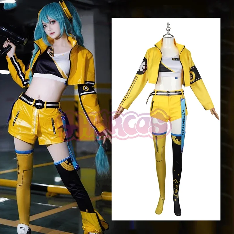 

FC64PCS Dive 17th Mikkuu Cosplay Mikuo Anniversary Yellow Uniforms Cosplay Costume Proje Sek Halloween Party Girl Top Short@FC8！