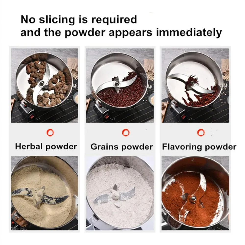 

Коммерческая зерношлифовальная машина 4500 г, высокоскоростная, 5000 Вт, зерновые, медицинские материалы, специи, порошковая дробилка, пищевая кофемолка из нержавеющей стали