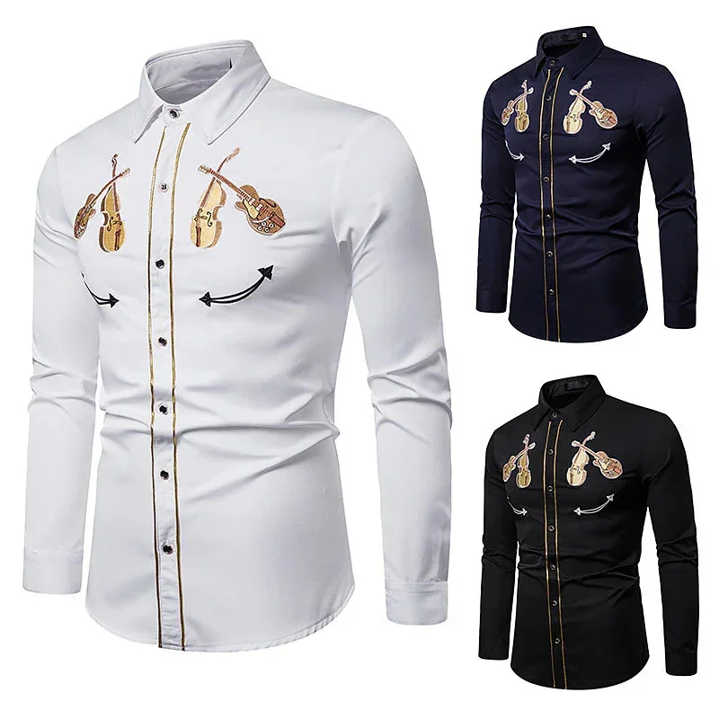 

Fashion Men's Long Sleeve Lapel Shirt Musical Instrument HD Printing Comfortable Soft Casual Party 2023 New Hot Selling Plus Siz