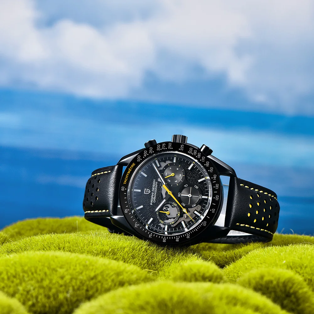 باجاني ديزاين 2025 القمر مشرق ساعات كوارتز رجالية ساعة عمل رجالية كرونوغراف AR الياقوت مرآة رياضية مقاوم للماء #5