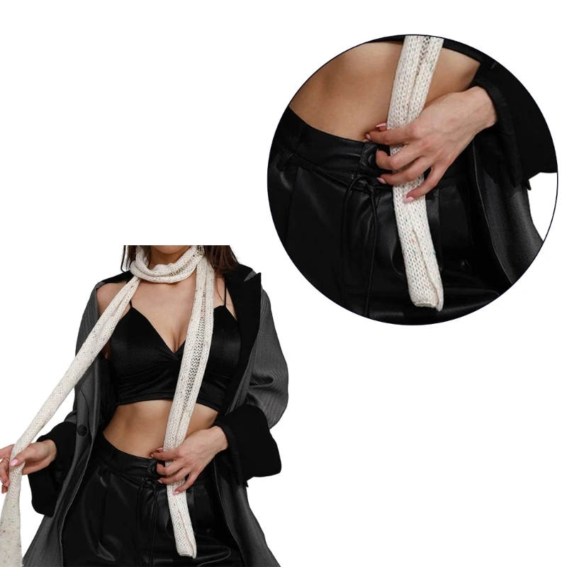 Y166 Красочный шарф Осенне-зимний шарф для мужчин и женщин Y2K Тонкие вязаные шарфы Зима