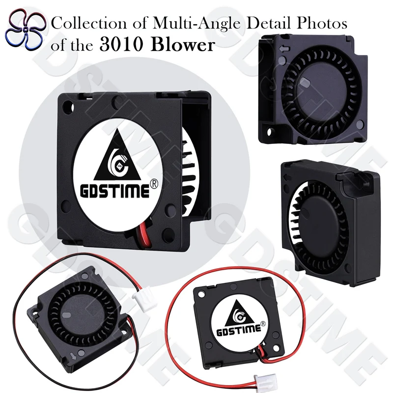 GDSTIME 4010 Wentylator 24V Dmuchawa 3010 Podwójny Wentylator Radialny z Łożyskami Kulkowymi 20MM Mikro Wentylator 5015 Turbina Odśrodkowa do Chłodzenia Części Drukarek 3D — zdjęcie produktu 2