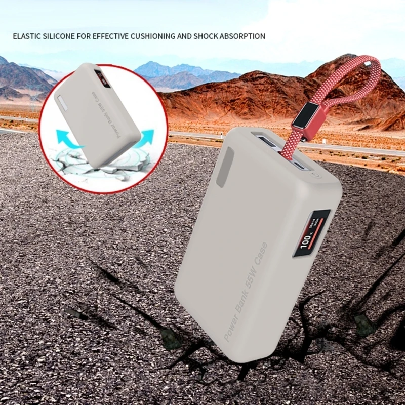 Soft Touches Powerbank Sleeve for 20000Mah 55W PB545 Powerbank Case, Protective Silicone Cover for Commuting K1KF
