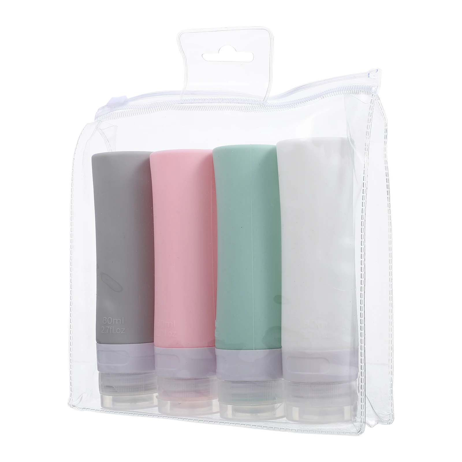 

1 set Portable Silicone Sub Bottles 80ML Travel Storage Containers for Lotion Essence Toner Shampoo Body Cream