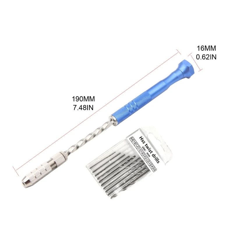ipiip Juego brocas helicoidales manuales semiautomáticas azules con 10 minibrocas helicoidales, 10 piezas