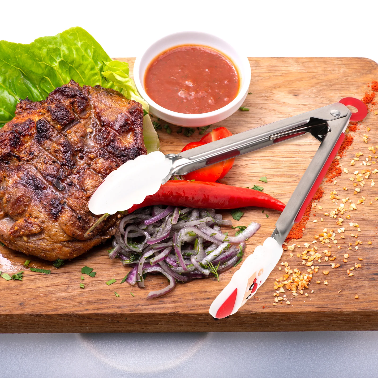 

4pcs Stainless Steel Food Anti-Skid Bbq Tongs Heat-Resistant Kitchen Tongs Long Handle Silicone Tips Grilling Cooking Outdoor