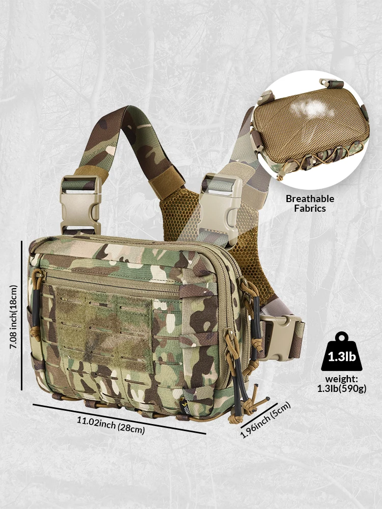 Bolsa de pecho táctica EDC, práctica bolsa de equipo de pecho Molle de 2L con compartimento CCW, correa ajustable adecuada para exteriores