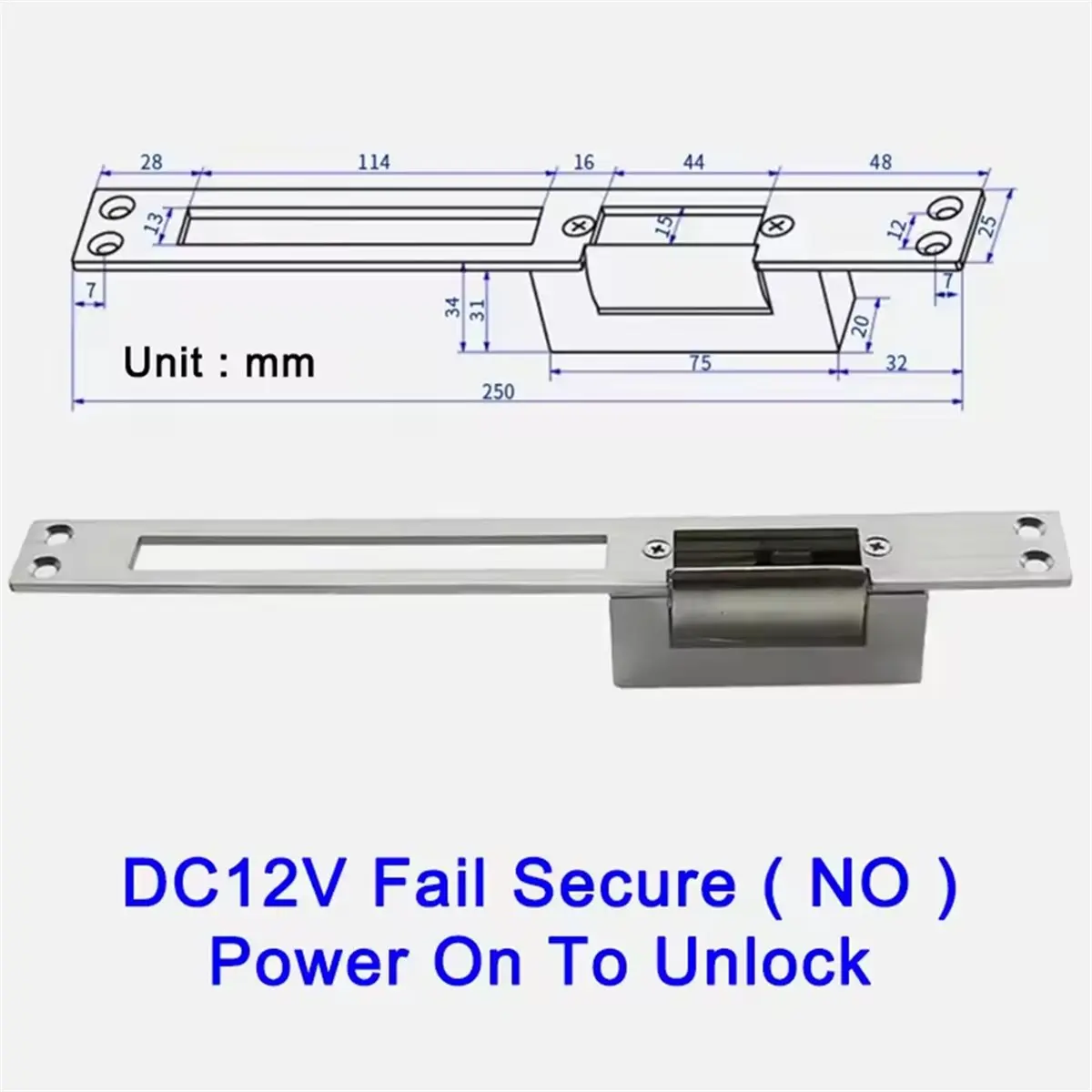 DC12V Long Panel Electric Strike Lock with 400KG Holding Force and Fail Secure Design Door Access Control Lock