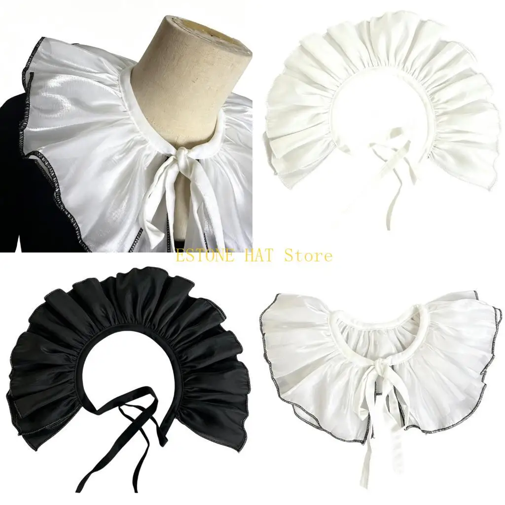 49MF Detachable Collar Insert with Sheer Ruffle for Photo Ready Looks