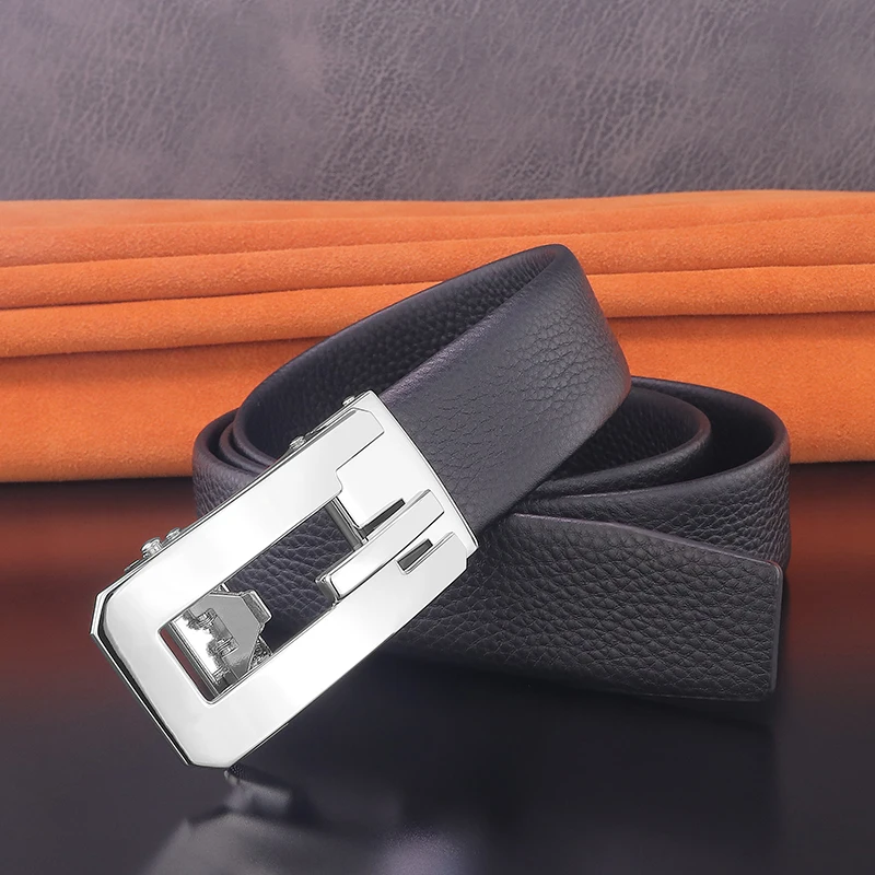 Hot Black G Letter Design Automático Buckle Calças Cinto De Couro Homens Marca de Alta Qualidade Moda Luxo Famoso Cintura Formal