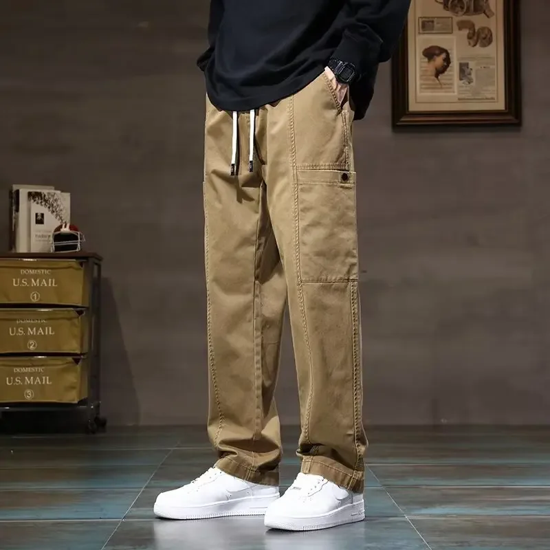 New Autumn/Winter Loose-Fit Straight-Leg Casual Pants For Men Trendy Brand Kahki Japanese Style Cityboy Cargo Pants