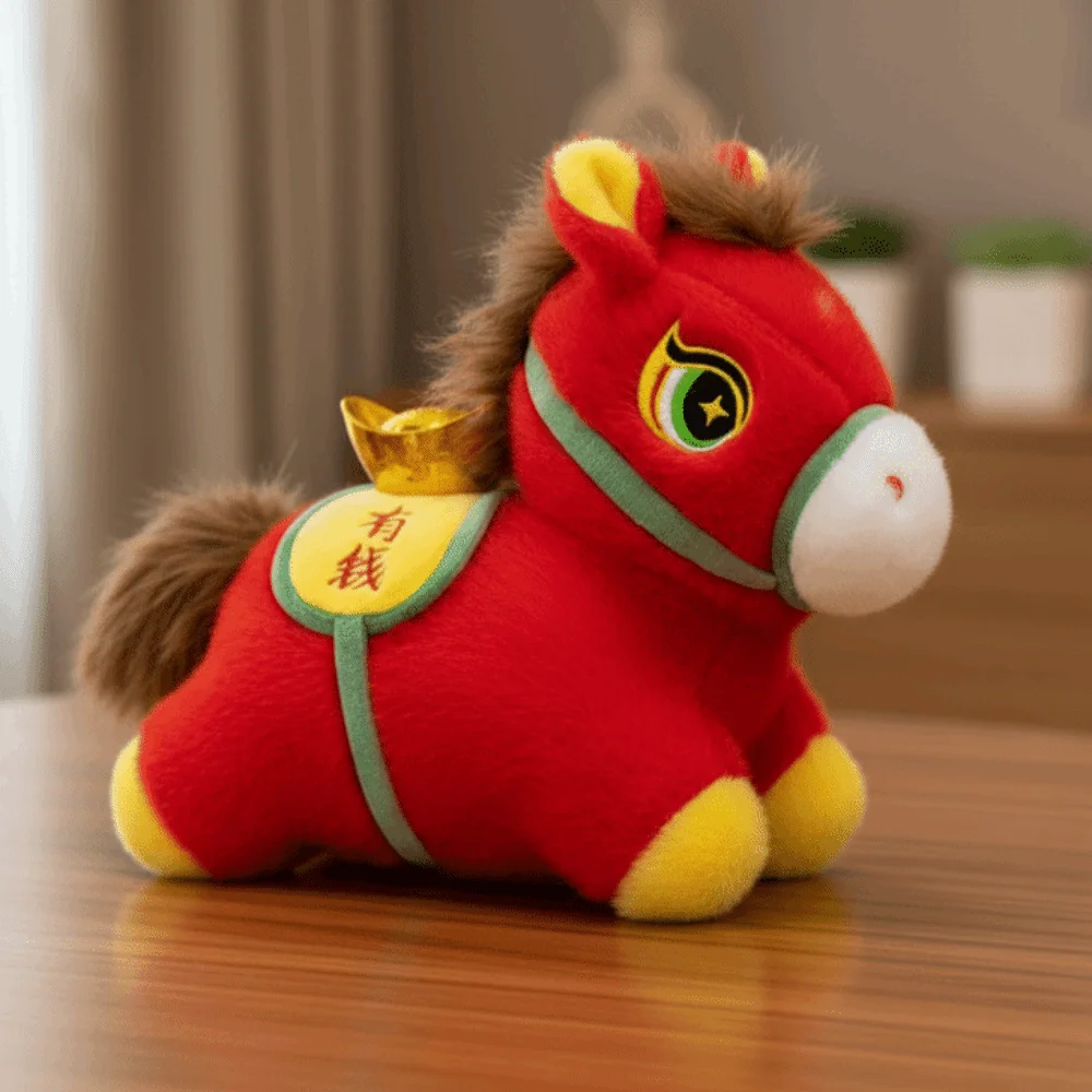 Lustige Maskottchenpuppen Pferd Niedliches Glücksbringer Stoffpferd Kawaii Flauschiges Sternzeichen Pony Figur Festliche Dekoration