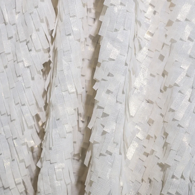 Original Handmade High-end Fabric  Three-dimensional Stripes  Feathers  Tassels  Stage Fashion Designer  Creative Fabric