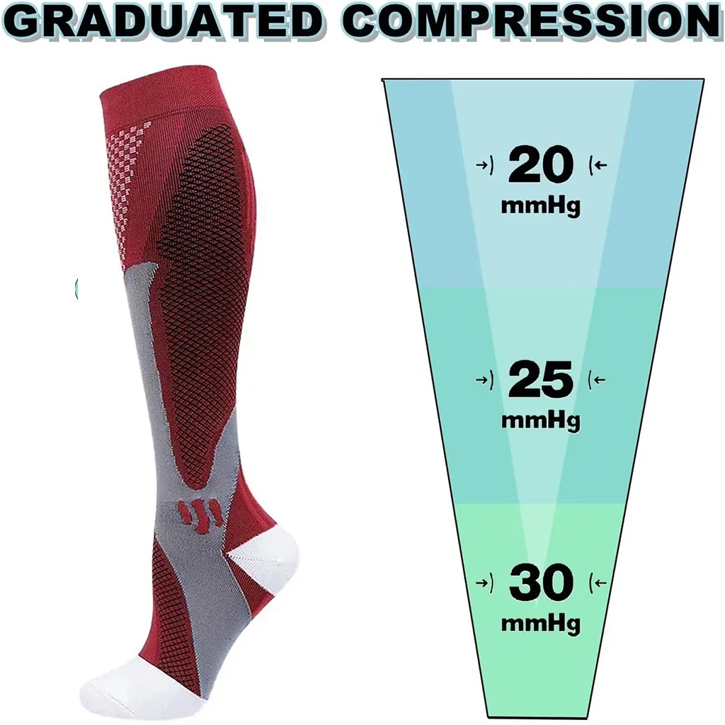 Men Women Compression Socks Varicose Veins Nursing Stockings Anti Fatigue Sock for Travel Running Cycling Hiking Sports Marathon