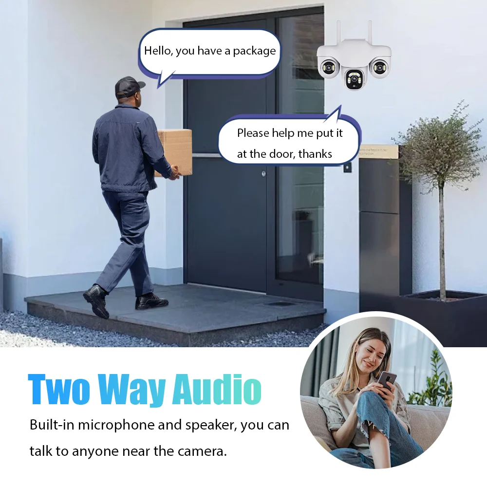 V380 Solar IP Camera Outdoor Wireless WiFi/4G 15MP 3 PTZ Lens Human Detection Security Surveillance Waterproof IP66 CCTV Camera