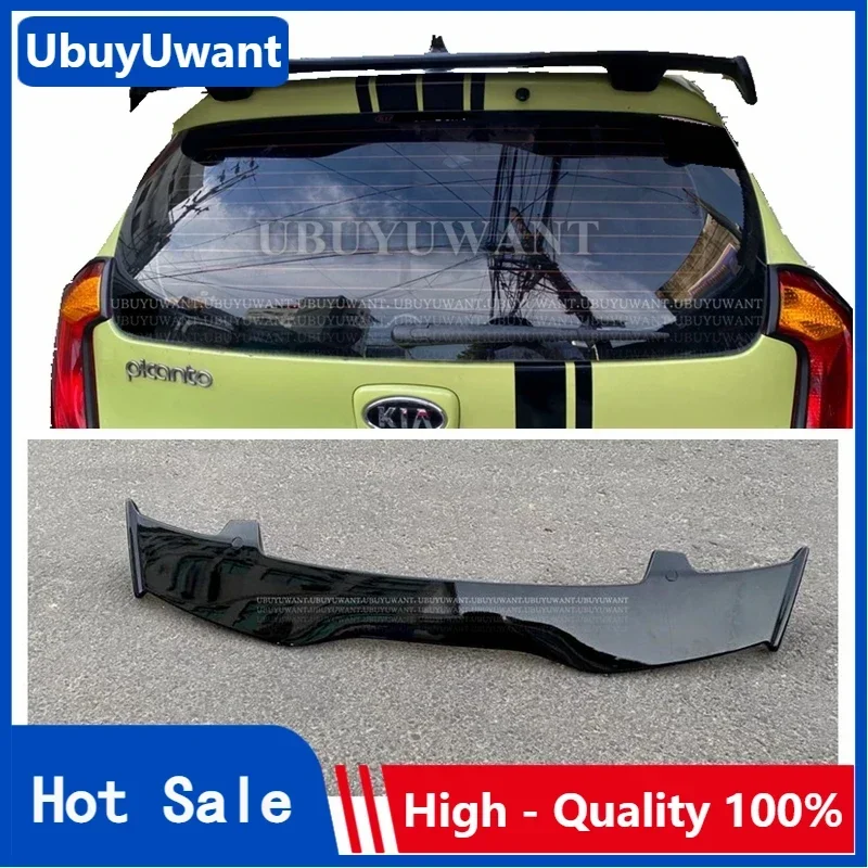 REAR WING SPOILER For Kia Picanto Spoiler ABS Plastic Carbon Fiber Look Hatchback Roof Rear Wing Body Kit Accessories 2008-2020