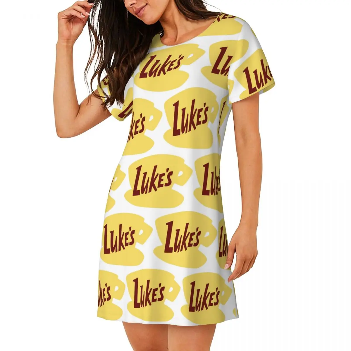 Luke's Diner Gilmore Girl Birthday Gift Short Sleeves Nightdress For Sleeping Women Short Sleeve Nightgowns Loose Pajama Dress
