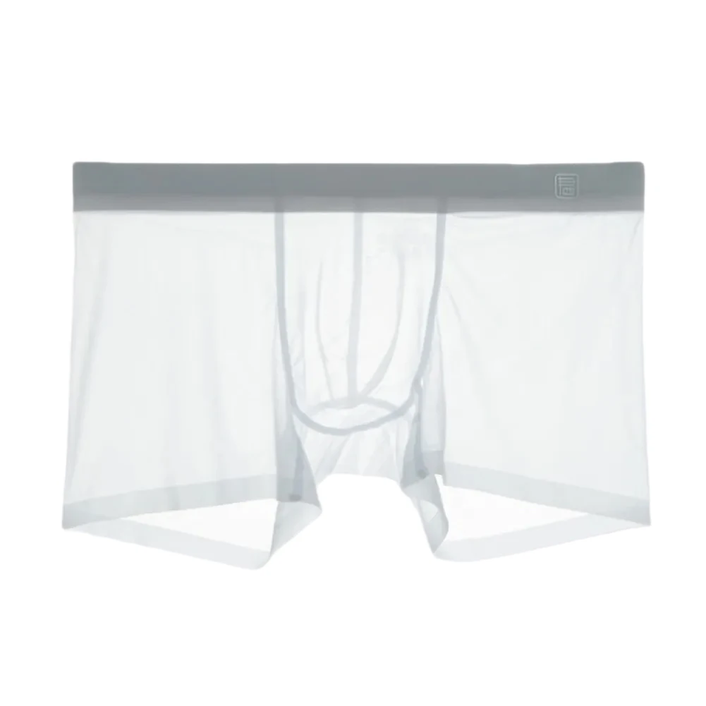 

Men Breathable Ice Silk Low Waist Mesh See Through Underpants Boxer Style Underwear for Comfortable Daily Wear