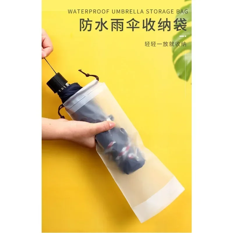 Waterproof Plastic Bag Clear Umbrella Storage Bags Reusable Portable Travel Umbrella Drawstring Storage Cover Home Organizer