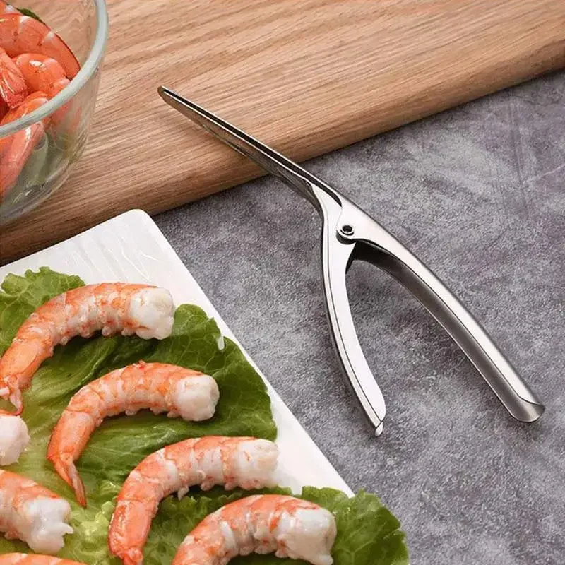 Stainless Steel Shrimp Peeler Prawn Shrimp Deveiner Fishing Knife Lobster Shell Remover Peel Device Kitchen Seafood Tools