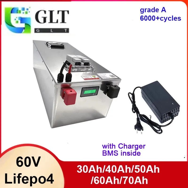 Lifepo4 Battery 60V 50Ah 60ah 40ah 30ah 70Ah not 48V 72V for 2KW 3000W 1000W Vehicle snowmobile golf cart