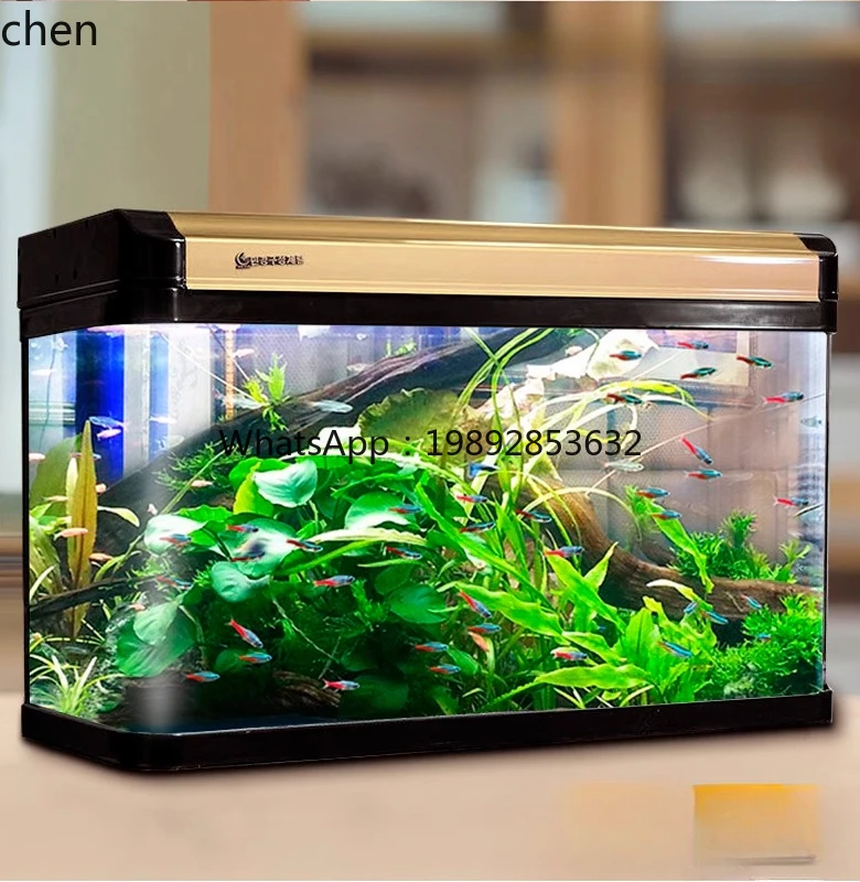 YGG  fish tank medium-sized household desktop goldfish tank ecological tank rectangular living room office aquarium